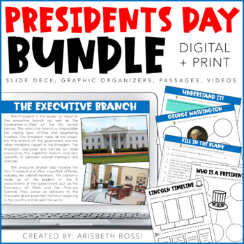 Preview of Presidents Day Activities Bundle | Digital  Google Slides™ + Print