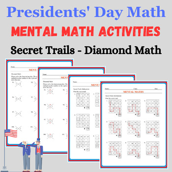 Preview of Presidents Day Activities : Funny Mental Math Secret Trails - Diamond Math