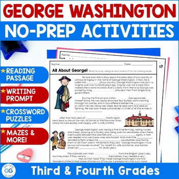 Preview of George Washington Print and Go Activity Pack Presidents Day Activities