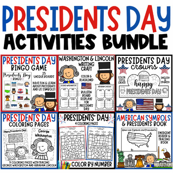 Preview of Presidents Day Activities Pack! Writing, Crafts, Hats, American Symbols