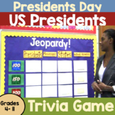 Presidents Day Activities Trivia Jeopardy Game