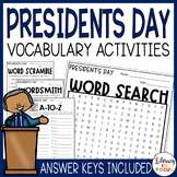 Presidents Day Activities | Vocabulary Worksheets | Word S