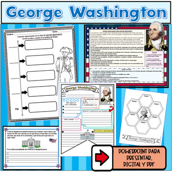 Preview of Presidents Day Activities Washington and Lincoln Biography Spanish Editable