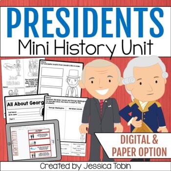 Preview of Presidents Day Activities Worksheets and Reading - Washington, Lincoln, Biden