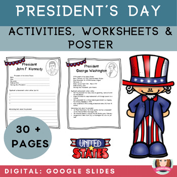 Preview of Presidents Day Activities and Worksheets | Google Classroom | Distance Learning