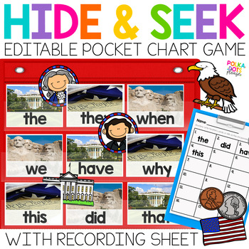Preview of FREE Presidents Day Activities | Editable Hide and Seek Game with Worksheet