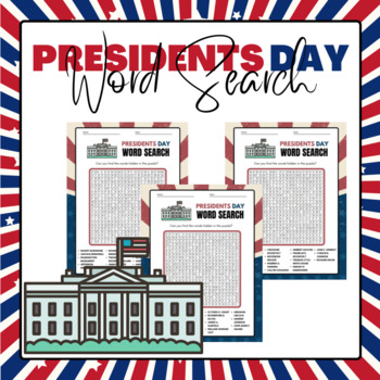 Preview of Presidential Monuments Word Search Puzzles | Presidents Day Activities