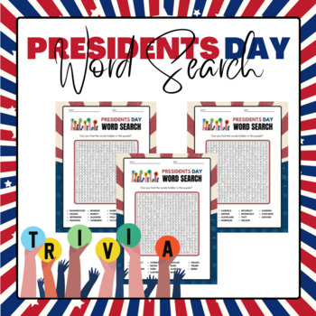 Preview of Presidential Trivia Word Search Puzzles | Presidents Day Activities