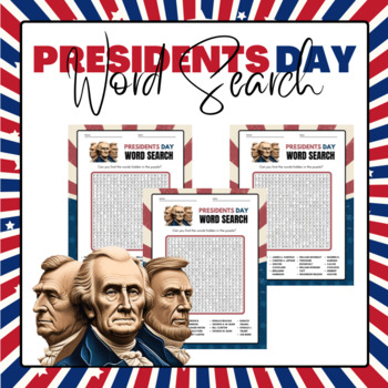 Preview of US Presidents Word Search Puzzles | Presidents Day Activities