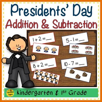 Preview of Presidents' Day Add & Subtract 0-10 Number Sentence Match
