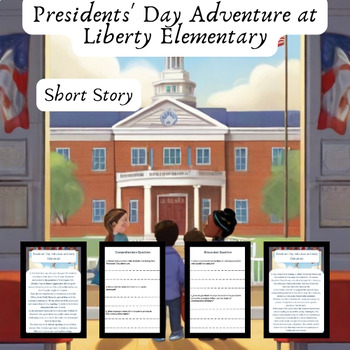 Preview of Presidents' Day Adventure at Liberty Elementary : Short Story Worksheet