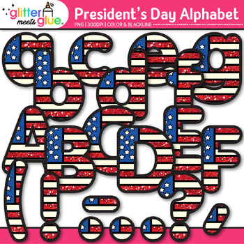 Preview of Presidents Day Alphabet Letter Clipart: Patriotic Clip Art, PNG Commercial Use