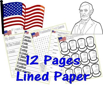 Preview of Presidents Day America Activities Math Spelling Vocabulary NO PREP