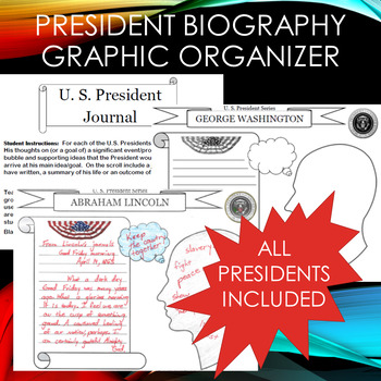 Preview of Presidents - Biographies Graphic Organizer Journal Interactive Template