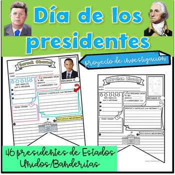 Preview of Presidents Day Biography Banner Spanish Dia de los presidentes biografia espanol