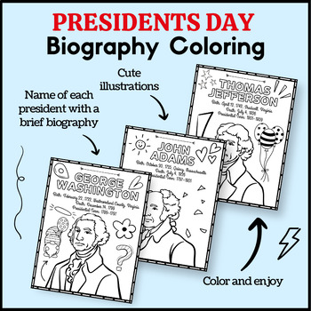 Preview of Presidents Day Biography Coloring