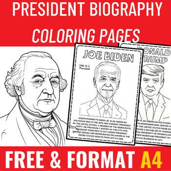 Preview of Presidents' Day Biography Coloring Pages Posters | presidents day activities FRE