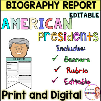 Preview of Presidents Day Biography Report -  Book Report - Google Slides