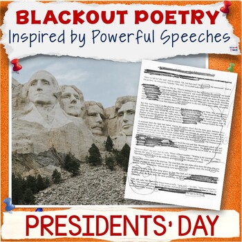 Preview of Presidents Day Blackout Poetry Activity Packet, Famous Speeches Poem Writing