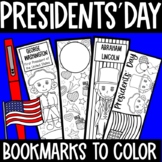 Printable bookmarks to color- Presidents' Day Bookmarks