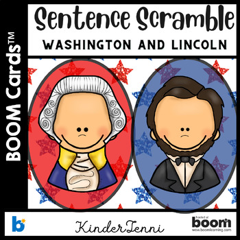 Preview of Presidents' Day Boom Card™️ Sentence Scramble Activity