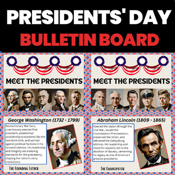 Preview of Presidents Day Bulletin Board Biographies | Presidents Day Posters US Presidents