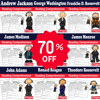 Preview of Presidents Day Bundle: 144 Reading Passages & Quizzes - abraham , Washington ...