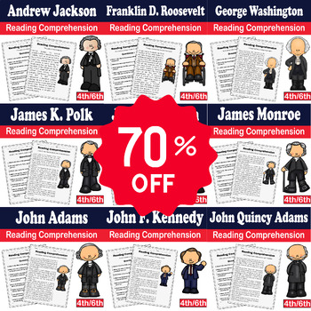 Preview of Presidents Day Bundle: 18 Reading Passages & Quizzes - abraham , Washington ...