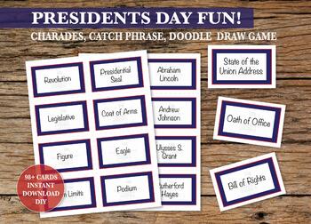 Preview of Presidents Day Charades, Pictionary, Catchphrase Game Activity