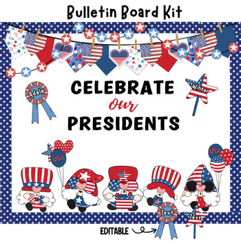 Preview of Presidents Day Classroom Bulletin Board Kit Patriotic 4th of July Summer Decor