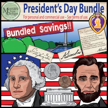 Preview of President's Day Clip Art Washington-Lincoln COMBO Set {Messare Clips and Design}