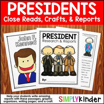 Preview of Presidents Day Activities Kindergarten, President Crafts & Writing Projects