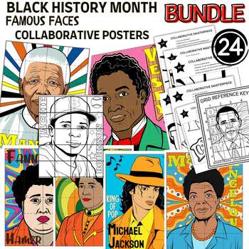 Preview of Famous Faces in Black History Month Collaborative Posters BUNDLE