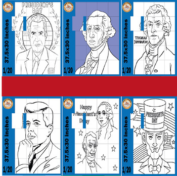 Preview of Presidents' Day,Collaborative posters, art coloring poster,art activities/Bundle