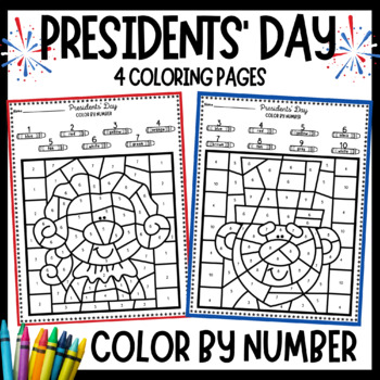 Preview of Presidents' Day Color By Number Coloring Pages-George Washington Abraham Lincoln