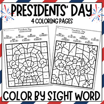 Preview of Presidents' Day Color By Sight Word Coloring Pages-George Washington Abe Lincoln