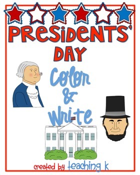 Preview of Presidents' Day Color By Number and Writing Activity