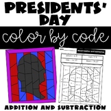 Presidents' Day Color by Number Addition and Subtraction