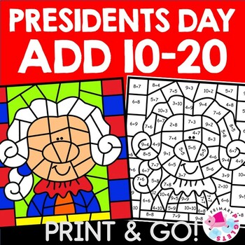 Preview of Presidents Day Color by Number Code Addition Sums 10 to 20 Coloring Pages Sheets