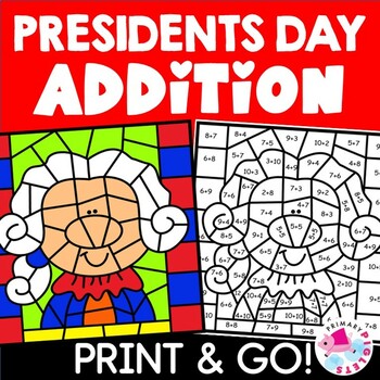 Preview of Presidents Day Color by Number Code Addition to 10 & 20 Coloring Pages Sheets