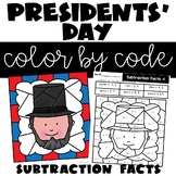Presidents Day Color by Number Subtraction Facts