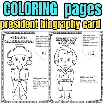 Preview of Presidents Day Coloring Book - Presidents Day Art Holiday Coloring Sheets