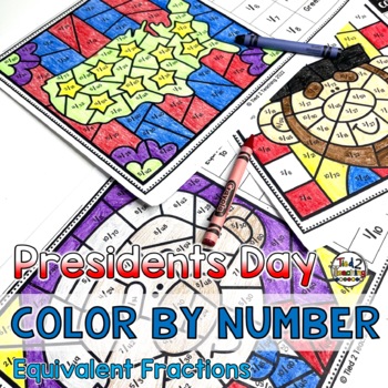 Preview of Presidents Day Coloring Pages Equivalent Fractions Color by Number
