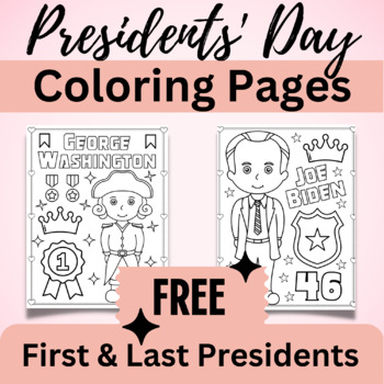 Preview of Presidents' Day Coloring Pages | First & Last Presidents FREEBIE