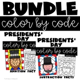 Presidents Day Coloring Pages with addition and subtraction facts