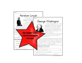 Preview of President's Day Comprehension Set