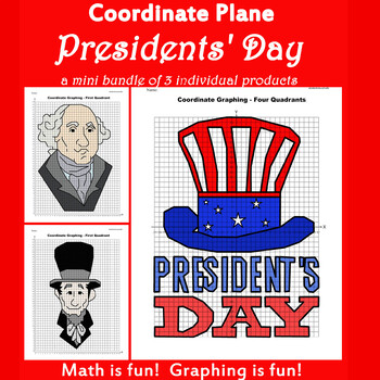 Preview of Presidents' Day Coordinate Plane Graphing Picture: Bundle 3 in 1