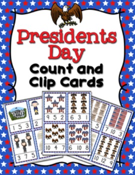 Preview of Presidents Day Count and Clip Cards Numbers 1-12