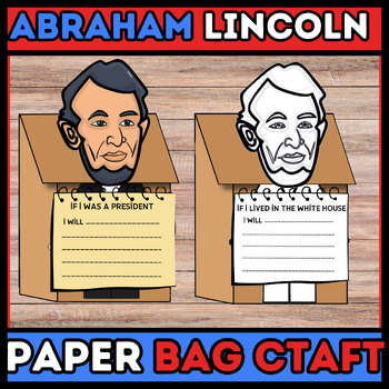 Preview of Presidents' Day Craft - Abraham Lincoln paper bag crafts | coloring page