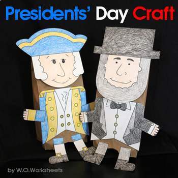 Preview of Presidents' Day Craft - George Washington & Abraham Lincoln crafts